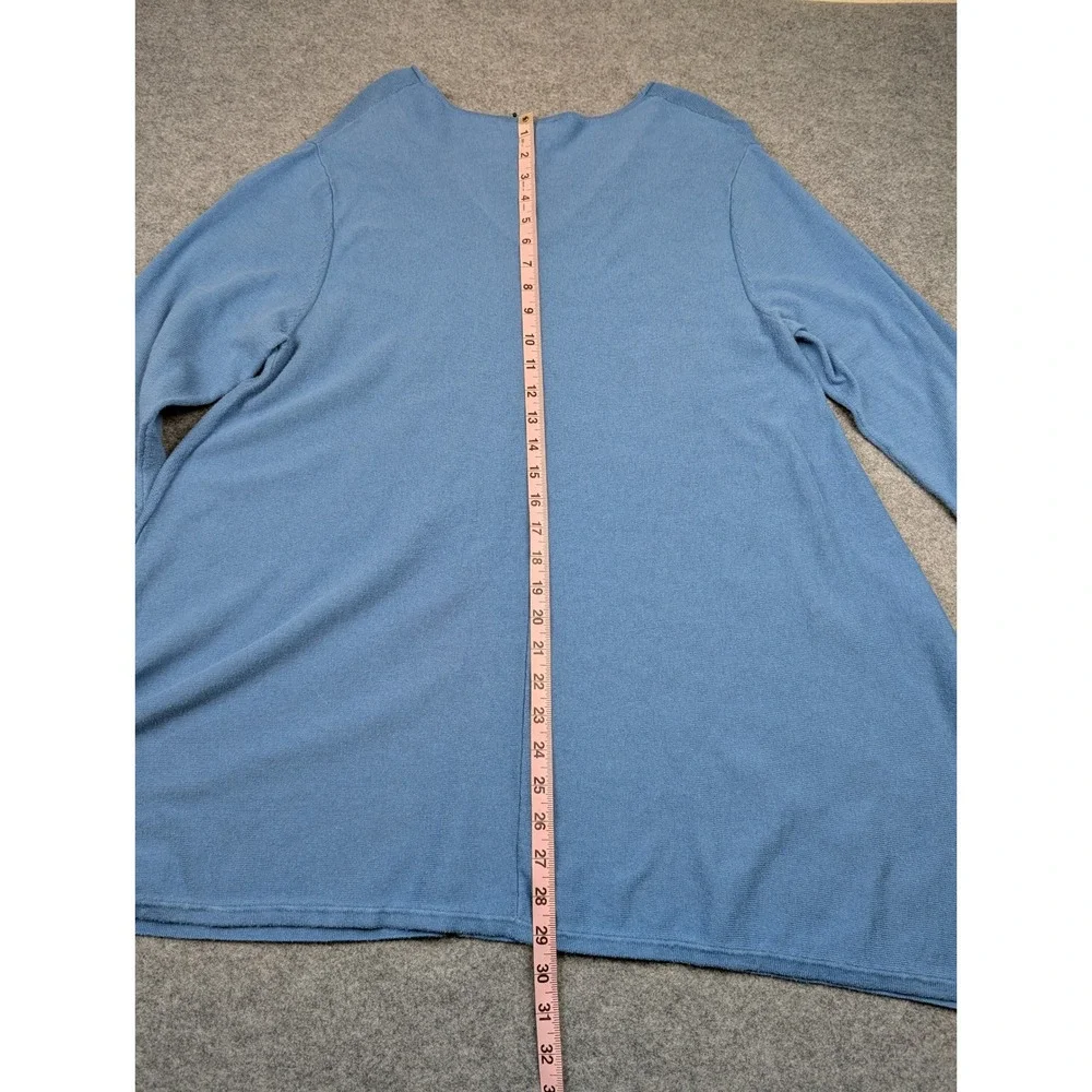Pure Jill, J. Jill Blue V-Neck Sharkbite‎ Hem Tunic Sweater 3/4 Sleeve Large
